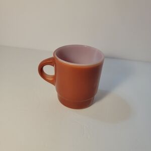 Vintage 1970s Anchor Hocking Mug Fire King Stacking Coffee USA Amber Brown‎ Rust
